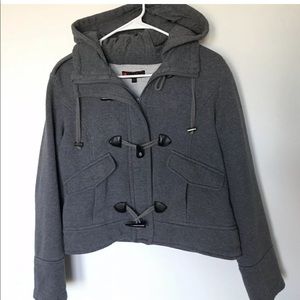 First Kiss Gray Grey Peacoat Coat crop Jacket L